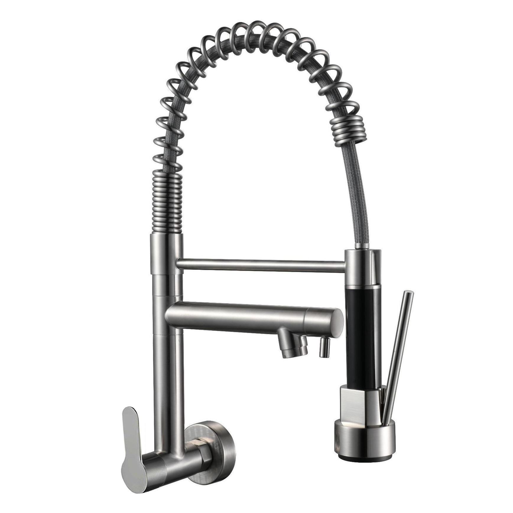 Modern Stainless Steel Single Handle Kitchen Faucet Black Matte Sprayer with 2 Function Pull Tap Single Cold Kitchen Sink Taps