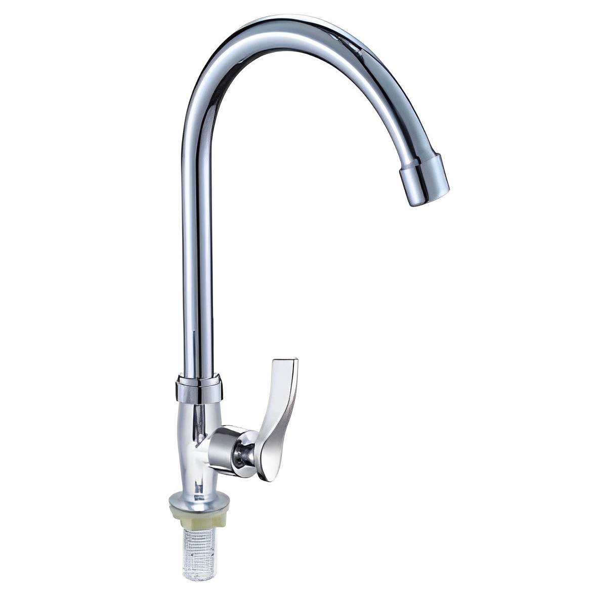 图片1 (1) Hot Selling Single Cold Water Kitchen Faucet High-Arc Chrome Deck Mounted Zinc Alloy Kitchen Bar Tap Gourmet Single Cold Kitchen Tap