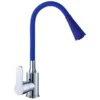 平三通+彩色喇叭管-蓝色 Robinet de cuisine moderne à une poignée Eau froide Corps en zinc Tuyau flexible Robinet de cuisine coloré Cuisine d'hôtel