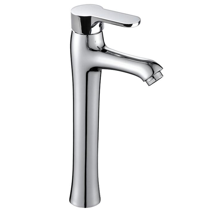 Moderno rubinetto del lavabo in lega di zinco cromato lucido corpo alto rubinetto del miscelatore del bagno per acqua calda fredda lavare rubinetto del lavabo a mano