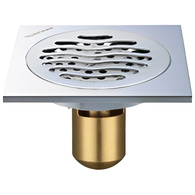 Buona qualità Copertura dello scarico del pavimento Balcone Anti Odor Oro Scaricatori del pavimento 4 pollici quadrato Scarico del pavimento in ottone per il bagno