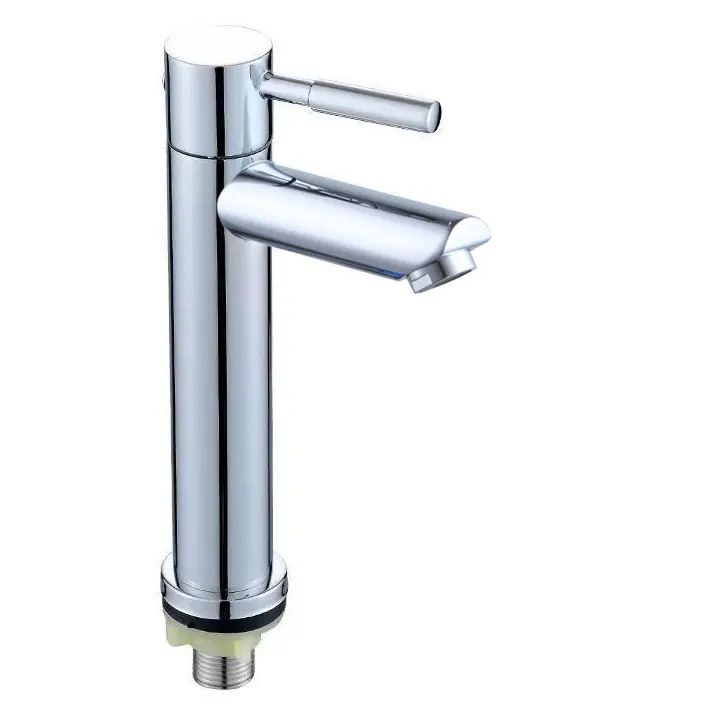 Robinet de lavabo monotrou de luxe pour salle de bains Robinet d'eau froide unique avec valve en laiton en acier inoxydable Matériau Zinc