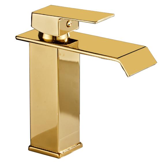 خلاط صنبور صنبور حوض مربع ذو فتحة واحدة مثبت على فتحة واحدة عالي الجودة ذو وجه شلال ترموستاتي لمدرسة الحمام تصميم عصري أنيق<span> - </span>7163B6