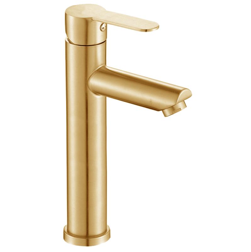 Vendita calda 201 rubinetto del bacino dell'acciaio inossidabile a una maniglia rubinetto del lavabo d'epoca rubinetto del miscelatore dell'acqua calda fredda lavello di vanità del montaggio del ponte