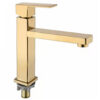金色 Luxe Baroque Gold Bathroom Basin Tap Single Cold Water Zinc Body Square Faucet Deck Mounted Single Handle Modern Sink Tap
