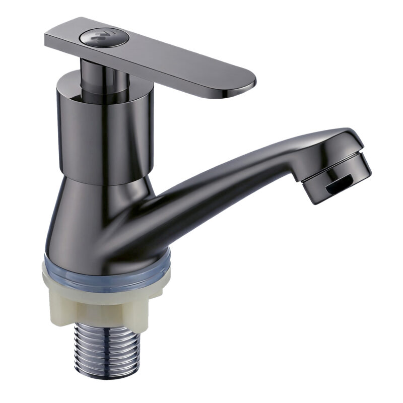 High Performance Zinc Body Brass Valve Core Single Handle Deck Mounted Cold Water Polished Surface Modern Design Bathroom Basin Faucet