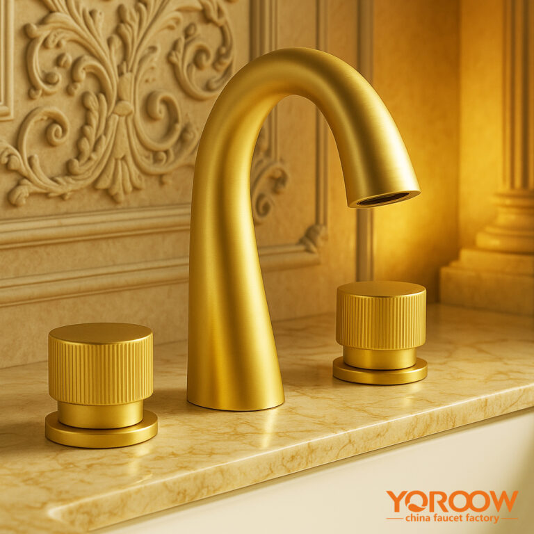 Proposition de design pour le robinet de lavabo à deux poignées en or YOROOW