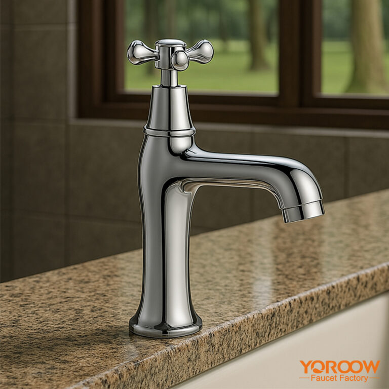 Proposition de conception d'un robinet classique en alliage électroplaqué pour lavabo froid simple