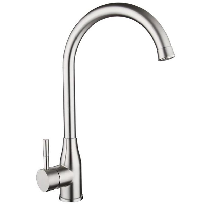 Modern Classic Single Handle Deck Mount Kitchen Faucet Stainless Steel  Single Hole Installation