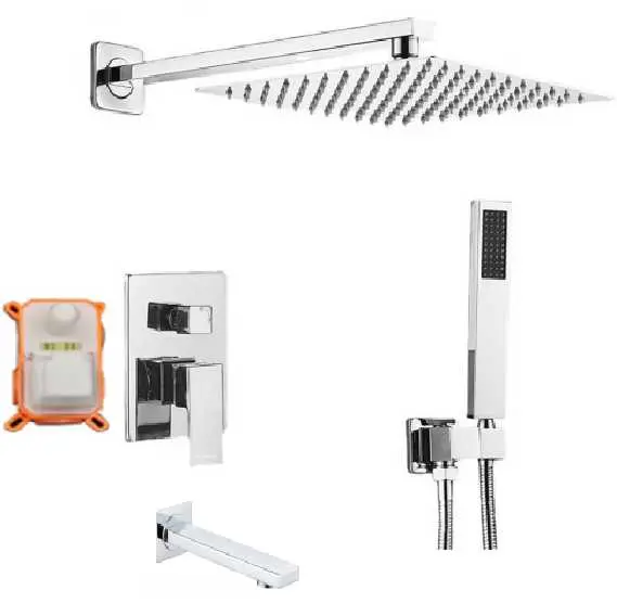 Soffione Doccia Portatile Alta Pressione 3 Impostazioni - Con Tubo 5 Piedi, Montaggio A Parete, Colore Argento Soffione Per Bagno Argento