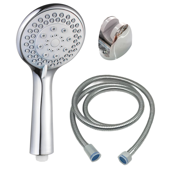 صنبور دش كروم عالي الطاقة مثبت على الحائط من الكروم رأس دش محمول باليد موفر للمياه بارد وساخن حمامات بلاستيكية نظام بلاستيك صنبور حمام ملحقات