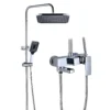 巴拉圭-方样品-大 Factory Outlet Rain Style Wall-Mounted Thermostatic Shower Set Luxury Chrome Finish Bath Faucet Soft Spray Brushed Surface Shower