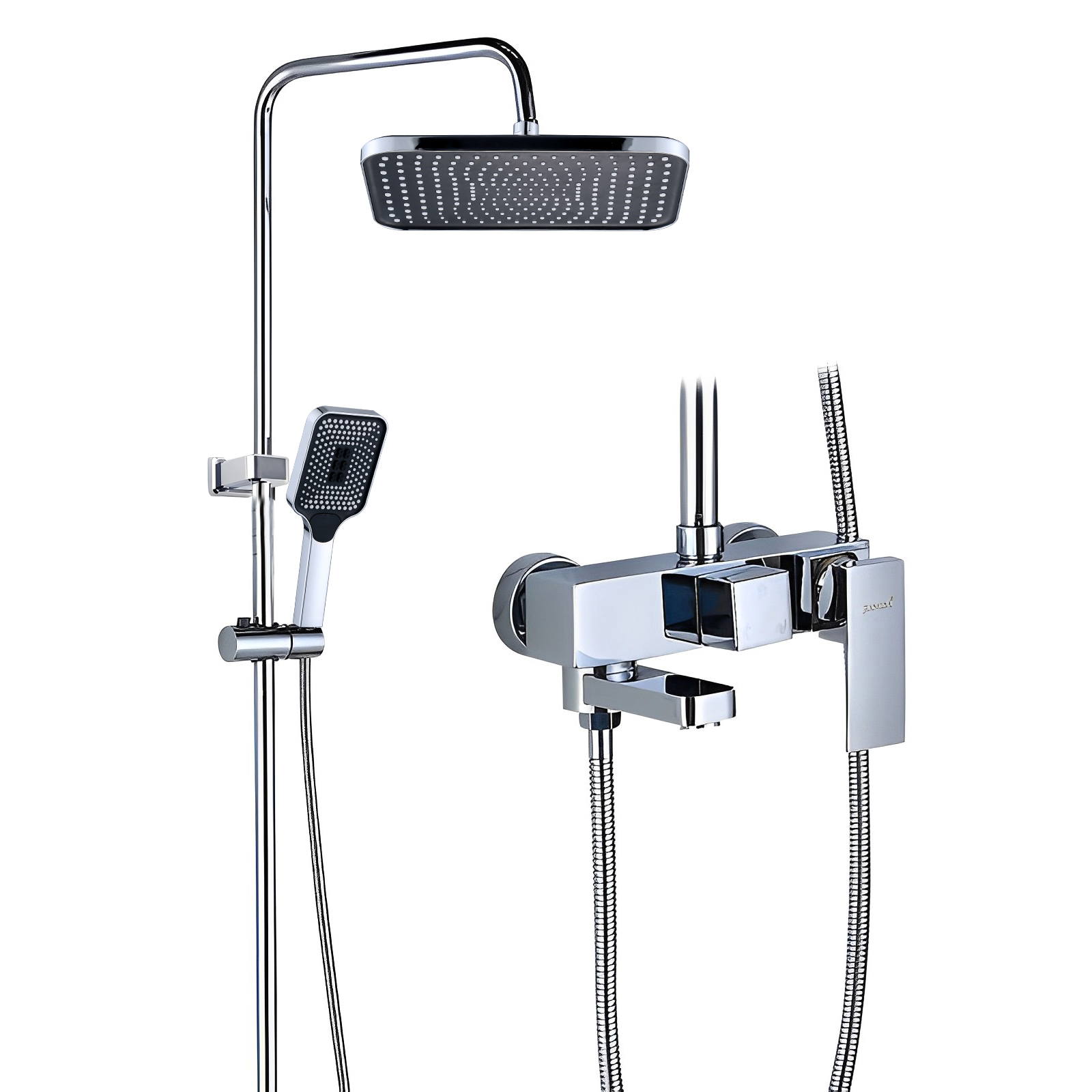 Factory Outlet Rain Style Wall-Mounted Thermostatic Shower Set Luxury Chrome Finish Brass Bath Faucet Soft Spray Brushed Surface Shower