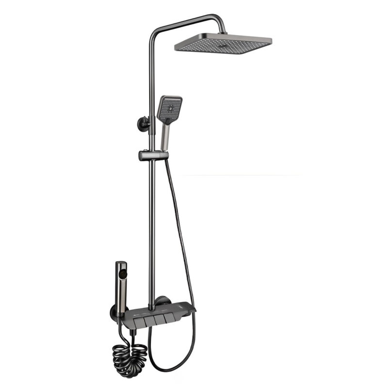 Good Price Single-Handle Rainfall Bathroom Shower Set Wall Mounted Polished Brass Piano Buttons Chrome Hotel Standard Shower