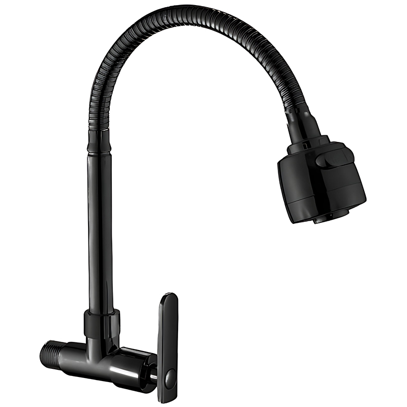 Modern Single-Handle Pull-Down Kitchen Faucet Foldable Hand Shower Black Zinc Plastic Sleeve Universal Single-Cooling Feature