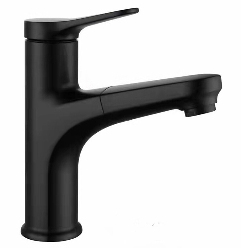 Fancy Black Single-Hole Pull-Out Zinc Basin Tap Mixer Faucet  Hot Cold Thermostatic for School Hospital Use