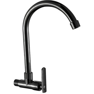 Factory Direct Sales 360-Degree Rotation Single-Handle Wall-Mounted Black Zinc Alloy Kitchen Faucet Plastic Sheathed Iron Kitchen