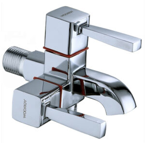 Modern Square Bibcock Wall-Mounted Faucet Double-Handle for Cold Water Single-Hole  Handle for Outdoor Garden Use