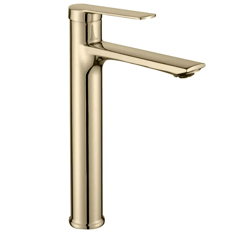 Factory Direct Sale Gold Lengthened Single-Handling Basin Mixer Faucet Thermostatic Zinc Material for Bathroom Use