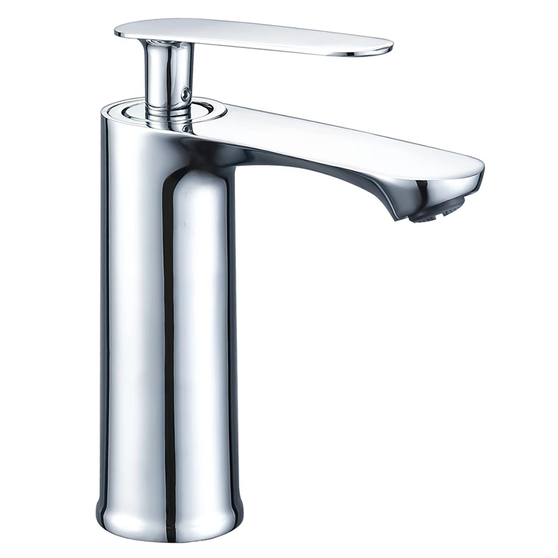 Contemporary Chrome Zinc Alloy Basin Faucet Single-Hole Hot Cold Water Mixer Brass Cartridge for School Hospital Bathrooms