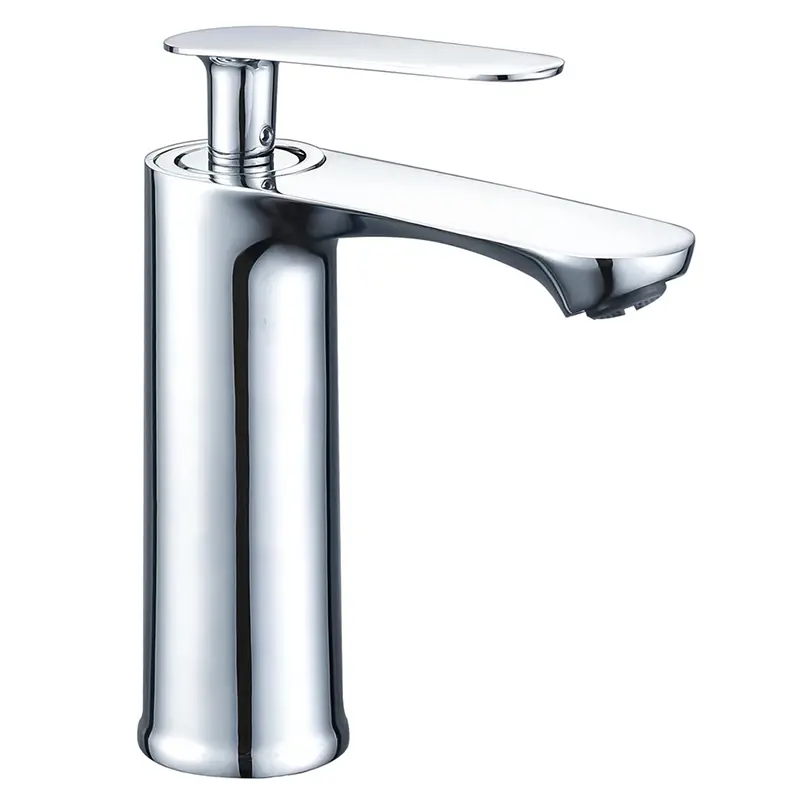 Robinet de lavabo contemporain en alliage de zinc chromé Cartouche en laiton pour mitigeur d'eau chaude et froide à un trou pour les salles de bains d'écoles et d'hôpitaux