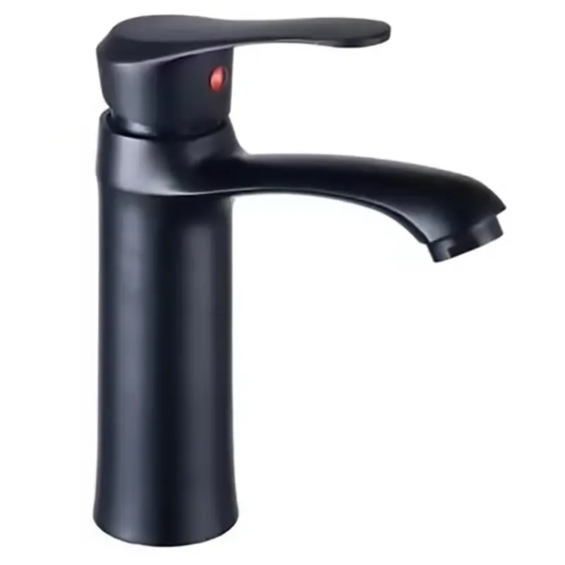 Modern Single Handle Horse Face Black Basin Faucet Hot Cold Water Single Hole Bathroom Faucet