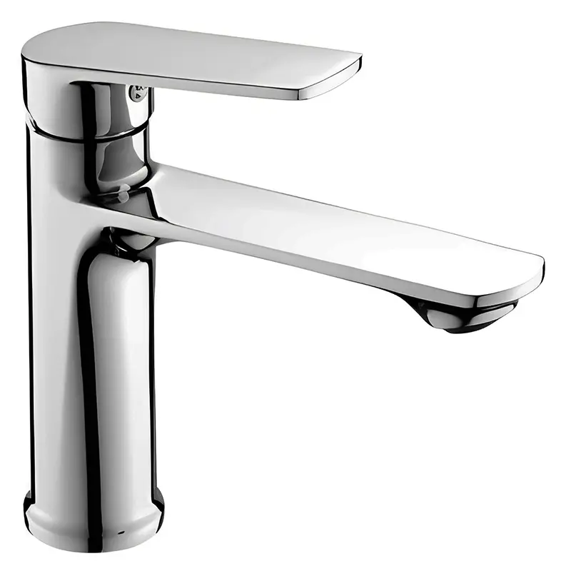 Modern Design Chrome Single Lever Zinc Faucet Hot Cold Bathroom Mixer Ceramic Valve Core Single Hole Mount Basin Taps for Home