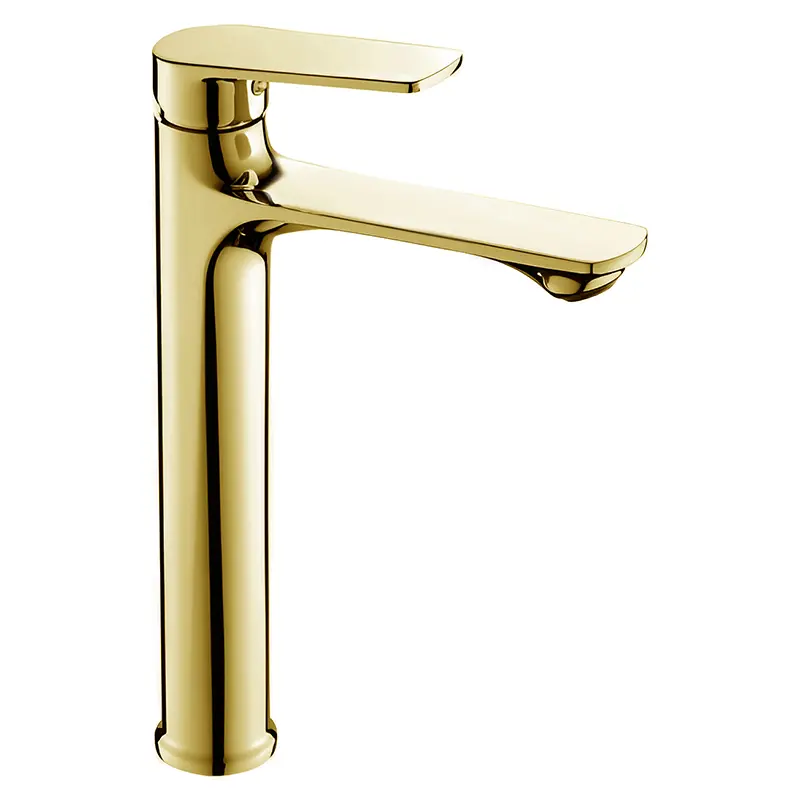 Contemporary Zinc Single-Hole Ceramic Valve Core Basin Faucet Thermostatic Gold Hot & Cold Water Faucet for School Hotel Use