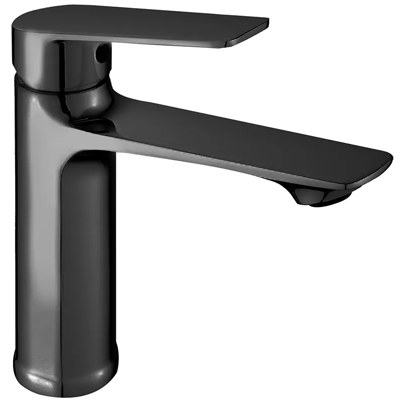 Modern Single-Hole Black Ceramic Cartridge Basin Mixer Faucet Single-Handle for Bathroom for Hotels and Villas