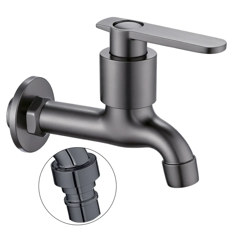 Factory Supply Customizable Faucet Spout Zinc Alloy Wall-Mounted Bibcocks Water Tap for Bathroom Washing Machine