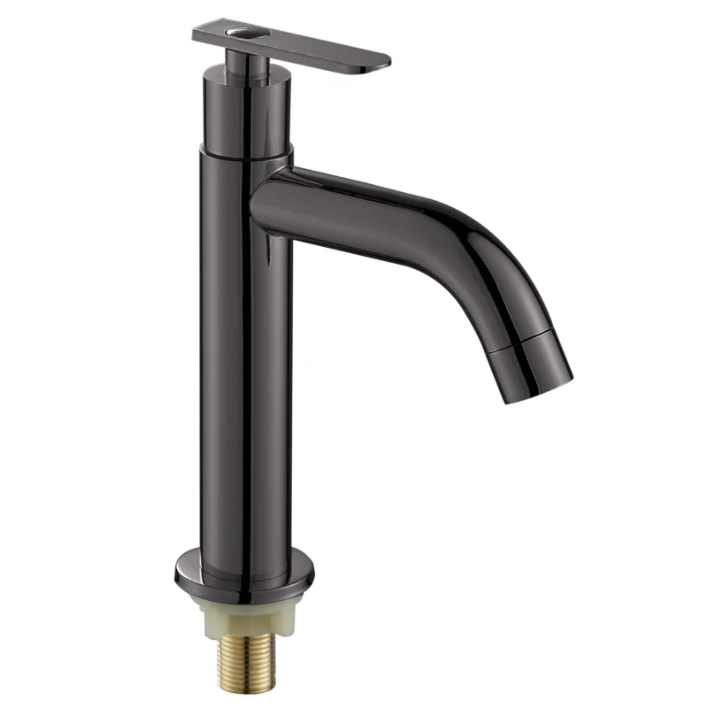 Factory Wholesale Stainless Steel Single Hole Modern Brushed Chrome Basin Faucet Cold Water with Brass Valve Core for Bathroom Sink
